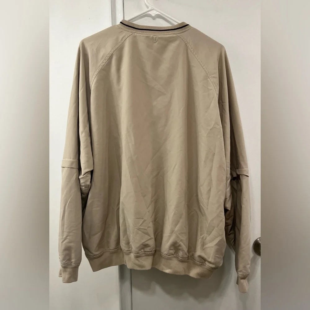 Men's Pro Tour Performance Golf Pullover Windbreaker Beige Color Size XL